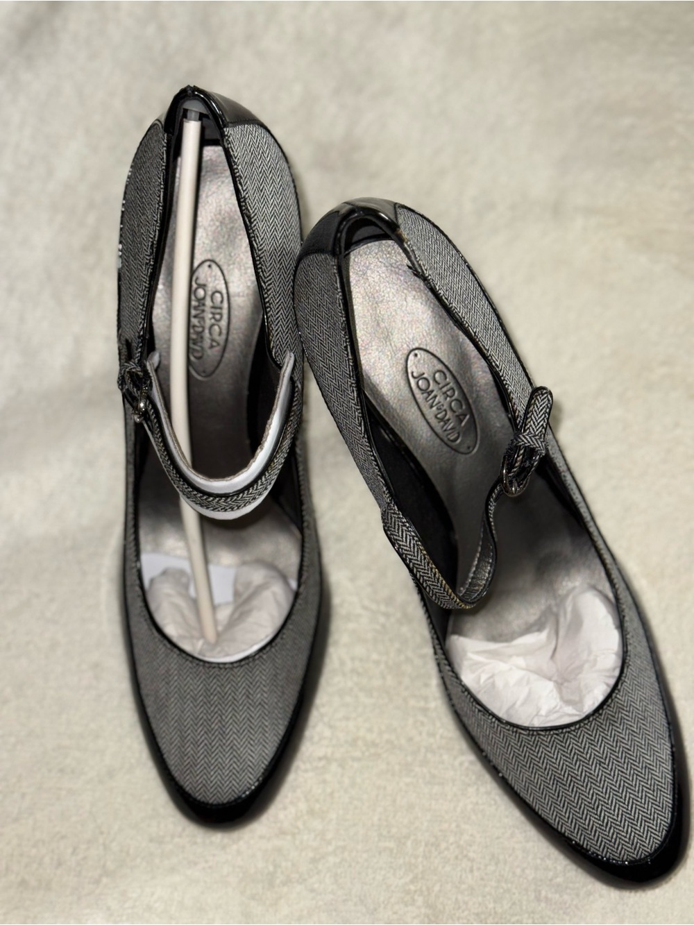 Joan & David Gray Herringbone Mary Jane Heels